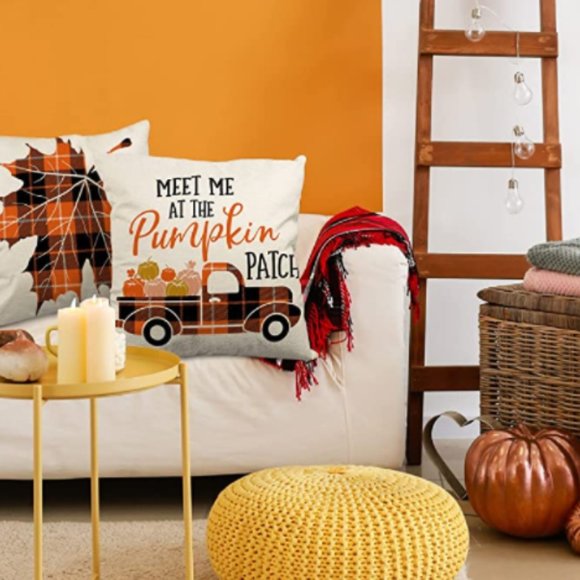 Set of 4 Fall Autumn Pillows Home Decoration 18x18 Inch - Picture 3 of 3